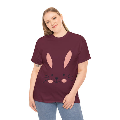 Minimalist Bunny Face Easter Tee — Unisex Adult Spring Graphic Shirt