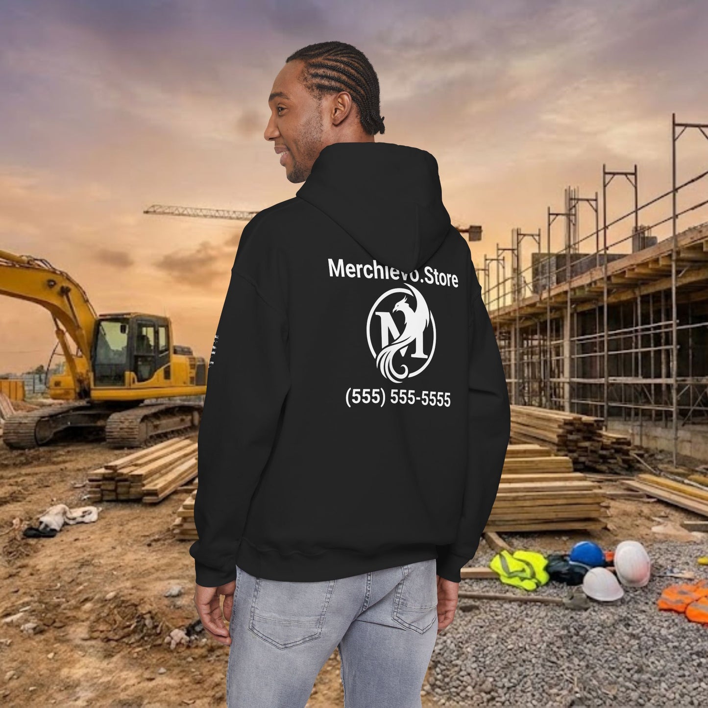 Custom Workwear Pull Over Hoodie – Right Chest Logo & Name (Gildan Heavy Blend)