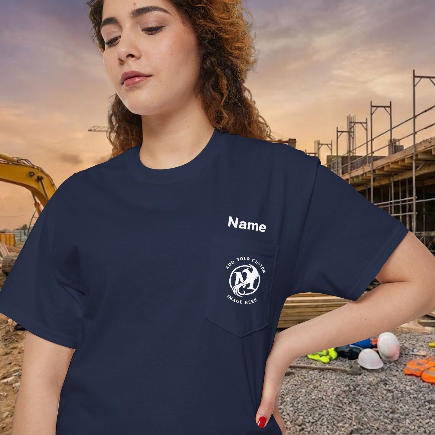 Custom Workwear Pocket T-Shirt – Company Logo & Crew Name (Heavy Cotton)