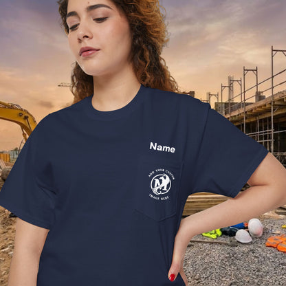 Custom Workwear Pocket T-Shirt – Company Logo & Crew Name (Heavy Cotton)
