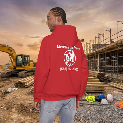Custom Workwear Pull Over Hoodie – Left Chest Company Logo & Name (Gildan Heavy Blend)