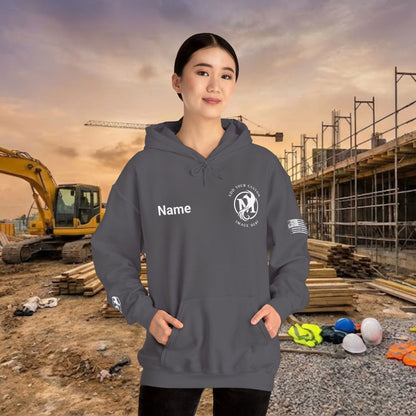 Custom Workwear Pull Over Hoodie – Left Chest Company Logo & Name (Gildan Heavy Blend)