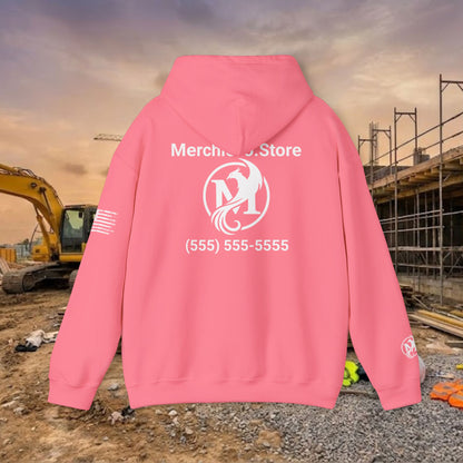 Custom Workwear Pull Over Hoodie – Left Chest Company Logo & Name (Gildan Heavy Blend)