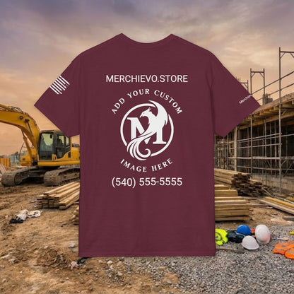 Custom Workwear T-Shirt – Left Chest Upload Your Logo & Text (DryBlend)