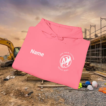 Custom Workwear Pull Over Hoodie – Left Chest Company Logo & Name (Gildan Heavy Blend)