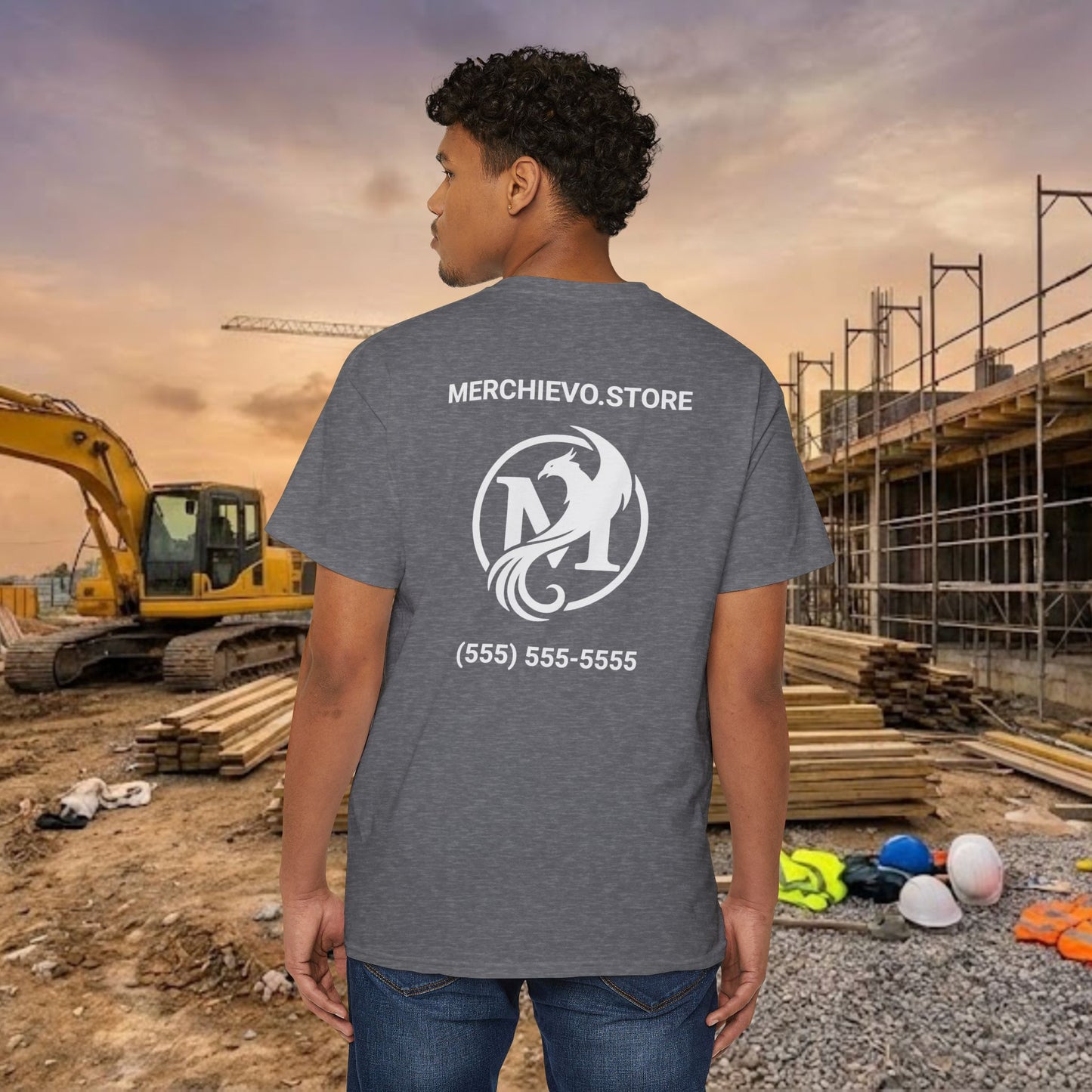 Custom Workwear Pocket T-Shirt – Company Logo & Crew Name (Heavy Cotton)