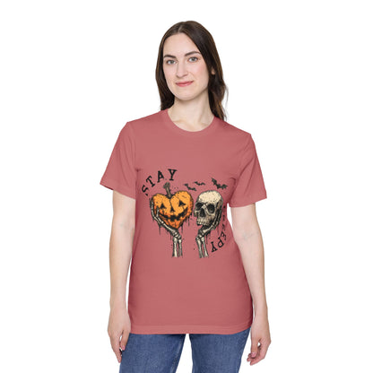Stay Creepy Halloween pumpkin heart and skull graphic t-shirt by Merchievo (photo 2 of 5)