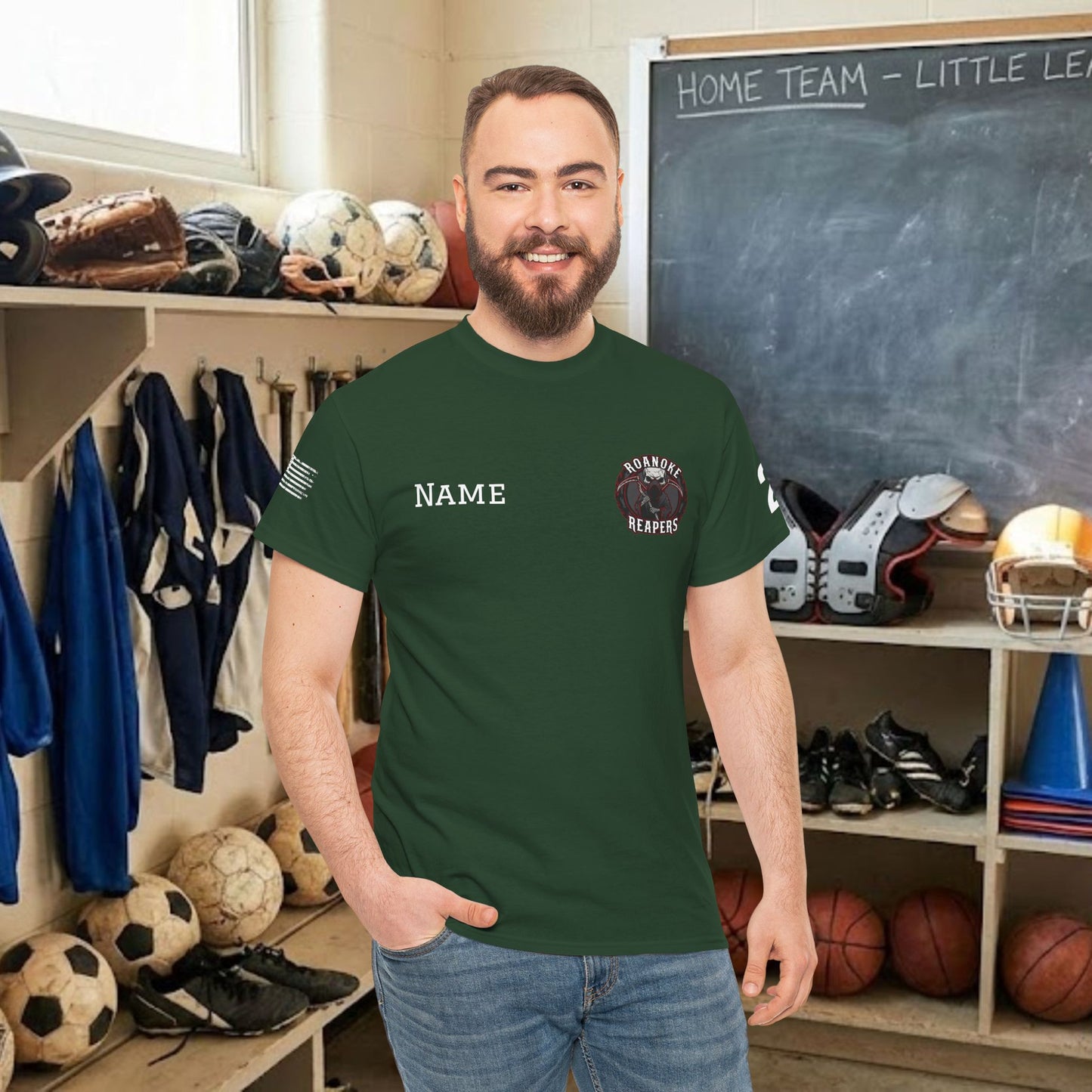 Custom Team Adult T-Shirt – Left Chest Team Logo & Name (DryBlend)