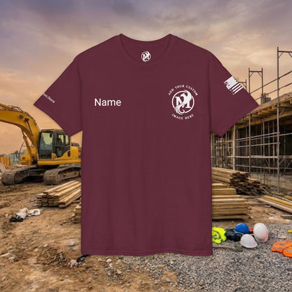 Custom Workwear T-Shirt – Left Chest Upload Your Logo & Text (DryBlend)
