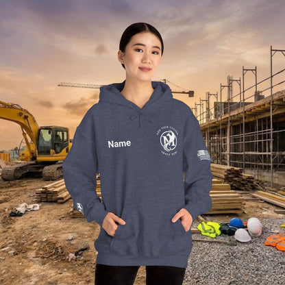 Custom Workwear Pull Over Hoodie – Left Chest Company Logo & Name (Gildan Heavy Blend)