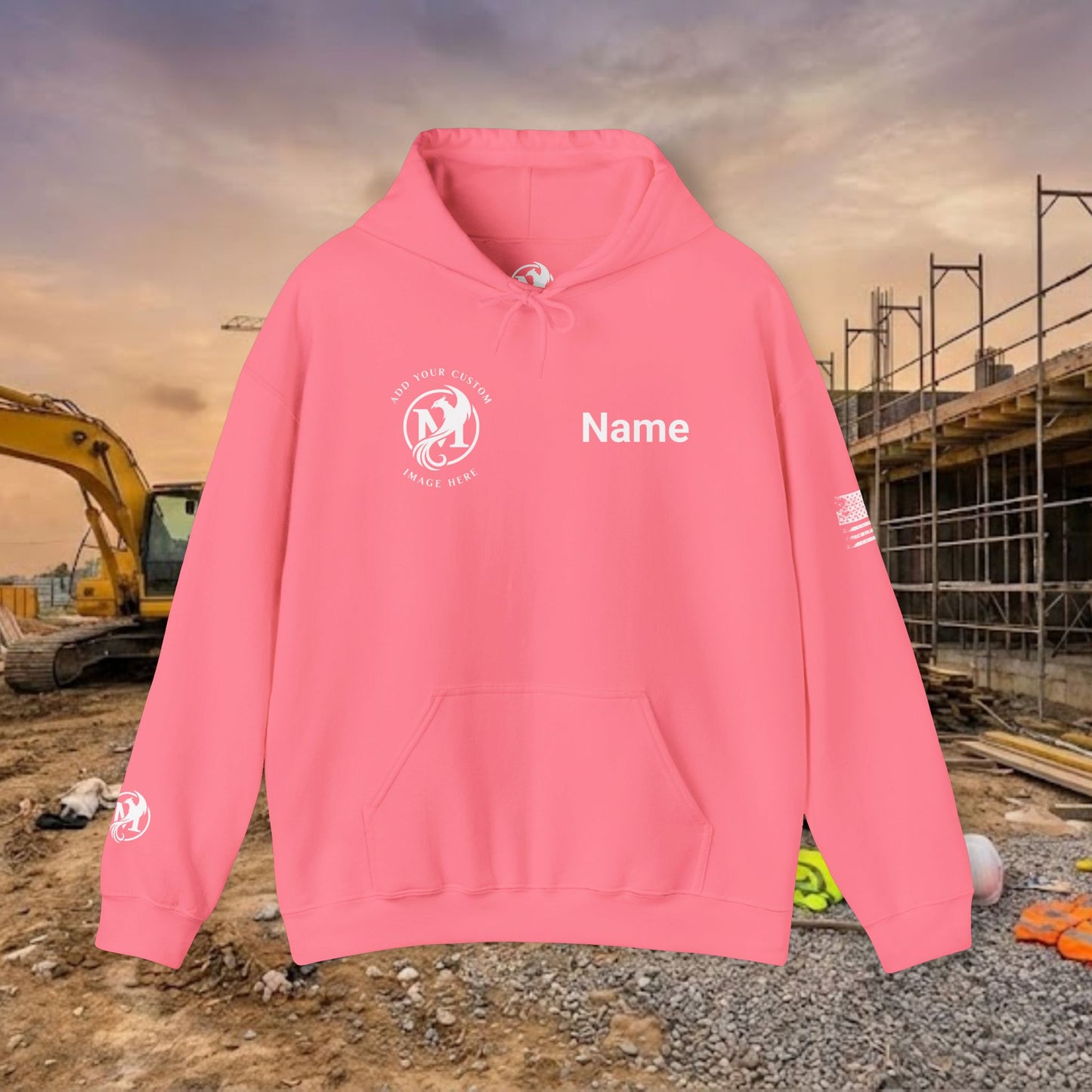 Custom Workwear Pull Over Hoodie – Right Chest Logo & Name (Gildan Heavy Blend)