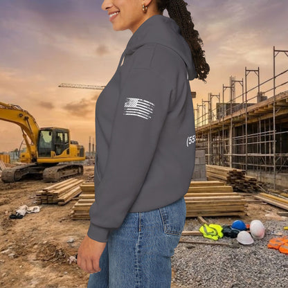 Custom Workwear Pull Over Hoodie – Left Chest Company Logo & Name (Gildan Heavy Blend)