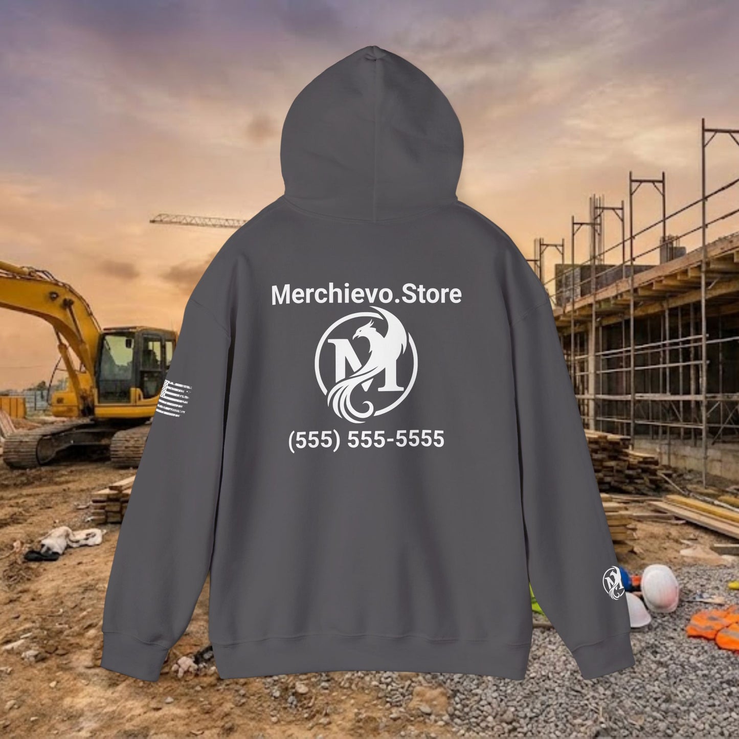 Custom Workwear Pull Over Hoodie – Right Chest Logo & Name (Gildan Heavy Blend)