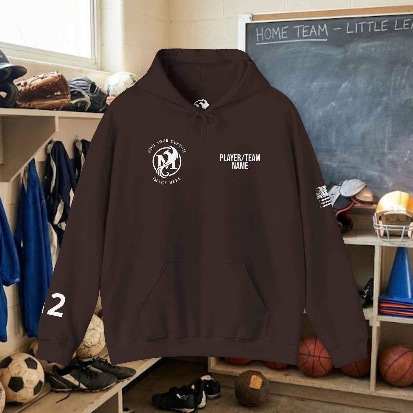 Custom Team Adult Pull Over Hoodie – Right Chest Logo & Name