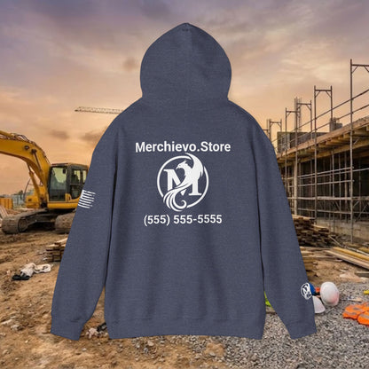 Custom Workwear Pull Over Hoodie – Left Chest Company Logo & Name (Gildan Heavy Blend)