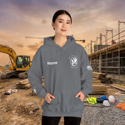 Custom Workwear Pull Over Hoodie – Left Chest Company Logo & Name (Gildan Heavy Blend)