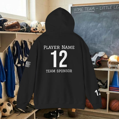 Custom Team Adult Pull Over Hoodie – Right Chest Logo & Name