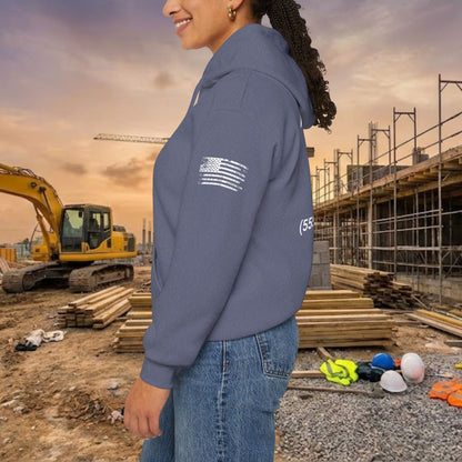 Custom Workwear Pull Over Hoodie – Left Chest Company Logo & Name (Gildan Heavy Blend)