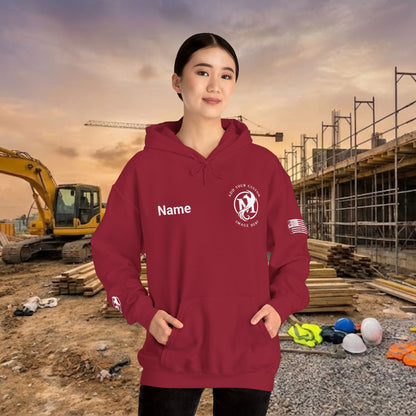 Custom Workwear Pull Over Hoodie – Left Chest Company Logo & Name (Gildan Heavy Blend)