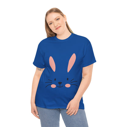Minimalist Bunny Face Easter Tee — Unisex Adult Spring Graphic Shirt