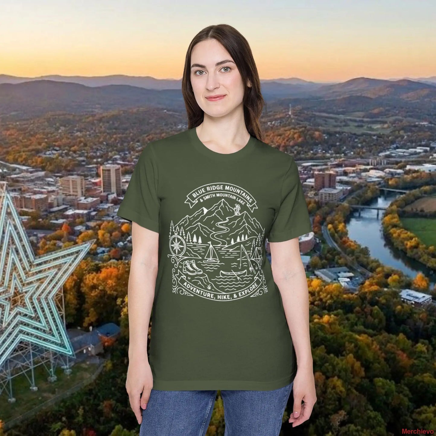 Adventure Mountain T-Shirt — Explore Hike & Sail Graphic Tee Military Green / XS T-Shirt