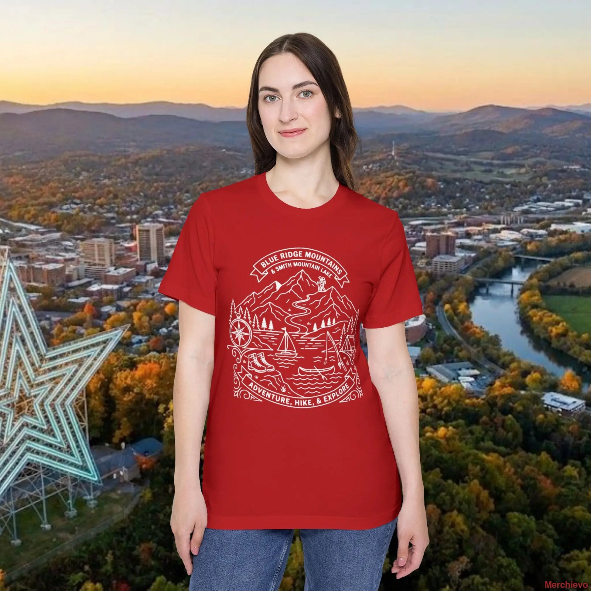 Adventure Mountain T-Shirt — Explore Hike & Sail Graphic Tee Red / XS T-Shirt