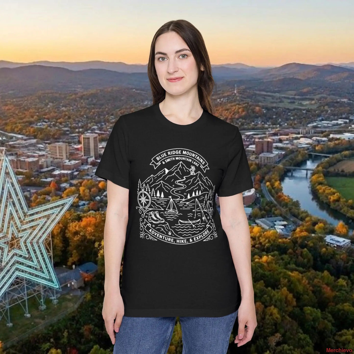Adventure Mountain T-Shirt — Explore Hike & Sail Graphic Tee Solid Black Blend / XS T-Shirt