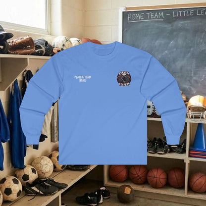 Custom Team Adult Long Sleeve T-Shirt – Left Chest Logo + Back Name, Number & Sponsor