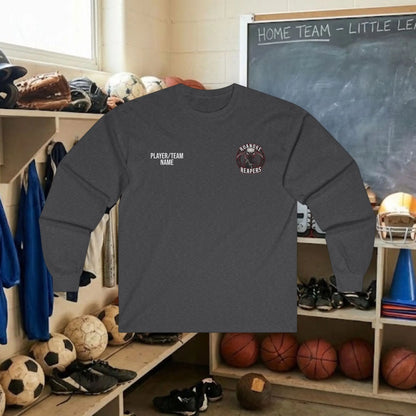 Custom Team Adult Long Sleeve T-Shirt – Left Chest Logo + Back Name, Number & Sponsor