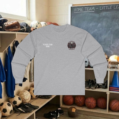 Custom Team Adult Long Sleeve T-Shirt – Left Chest Logo + Back Name, Number & Sponsor