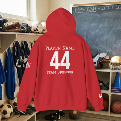 Custom Team Adult Pull Over Hoodie – Left Chest Team Logo & Name (Gildan Heavy Blend)
