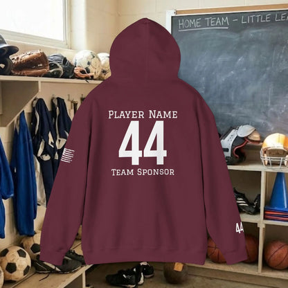 Custom Team Adult Pull Over Hoodie – Left Chest Team Logo & Name (Gildan Heavy Blend)