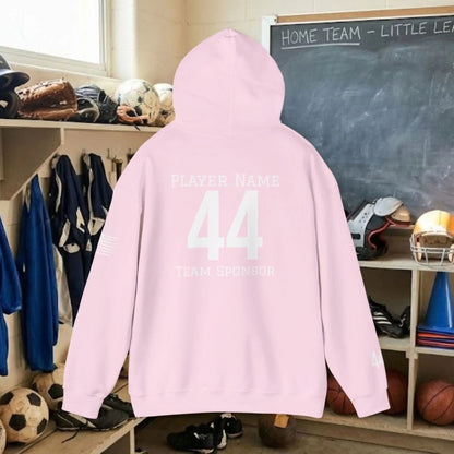 Custom Team Adult Pull Over Hoodie – Left Chest Team Logo & Name (Gildan Heavy Blend)