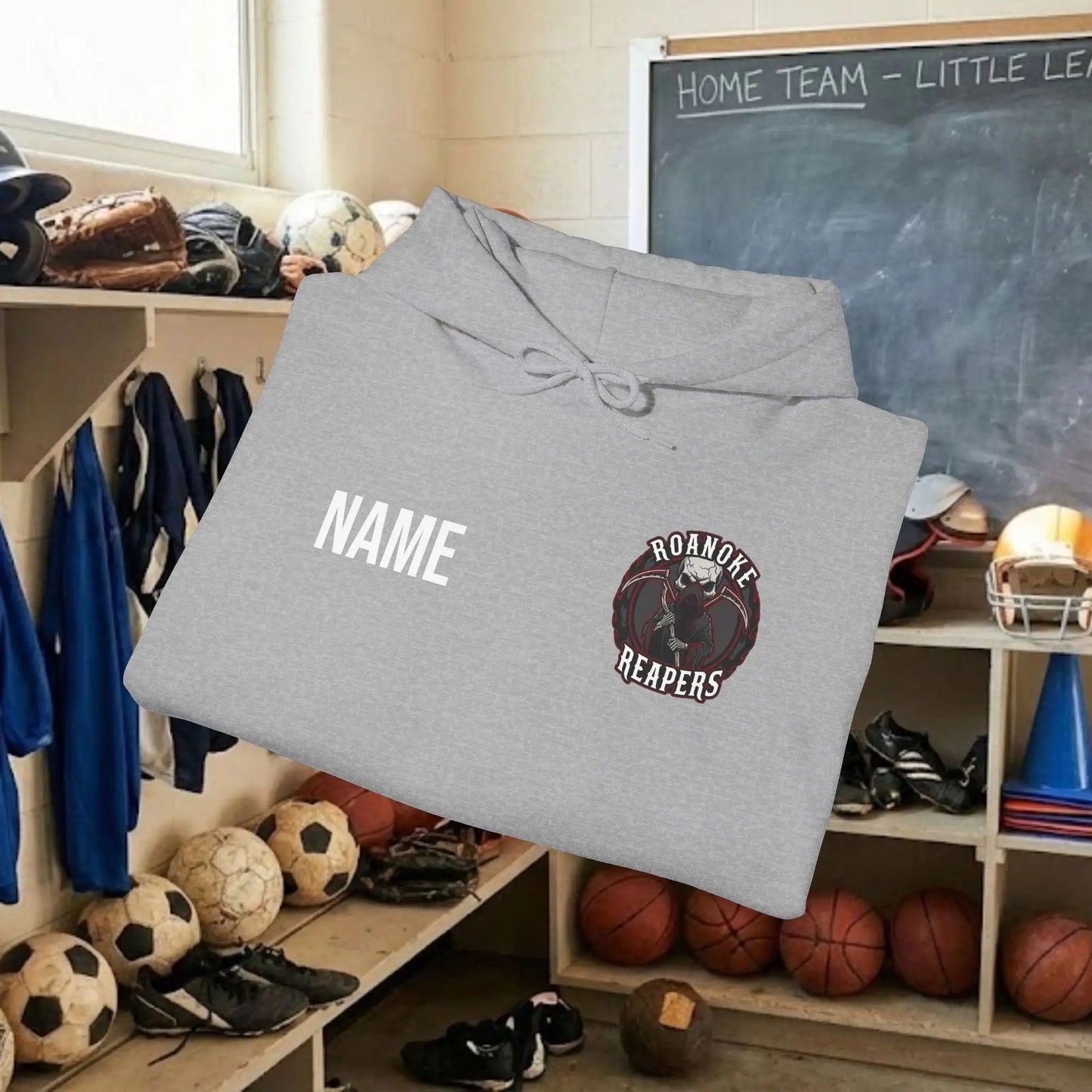 Custom Team Adult Pull Over Hoodie – Left Chest Team Logo & Name (Gildan Heavy Blend)