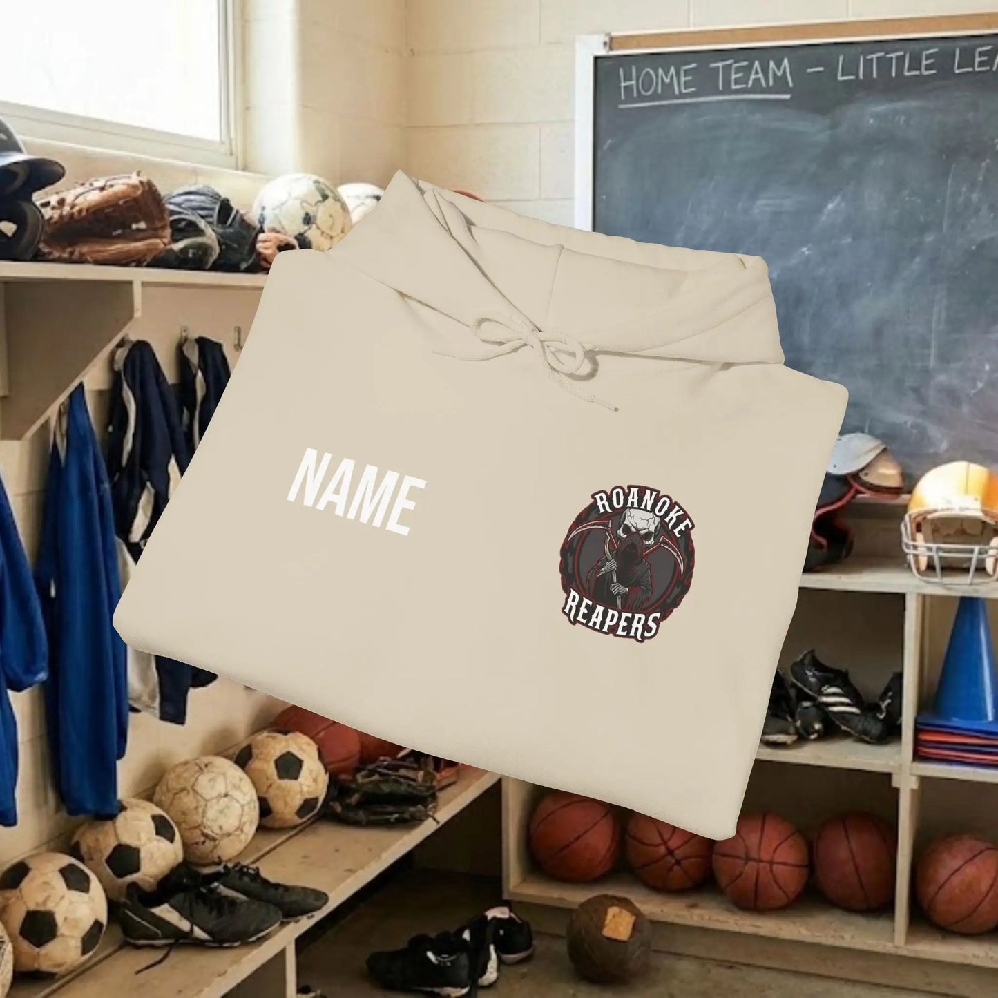 Custom Team Adult Pull Over Hoodie – Left Chest Team Logo & Name (Gildan Heavy Blend)