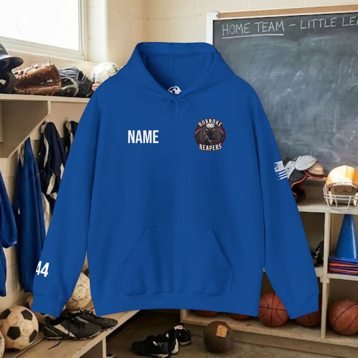 Custom Team Adult Pull Over Hoodie – Left Chest Team Logo & Name (Gildan Heavy Blend)
