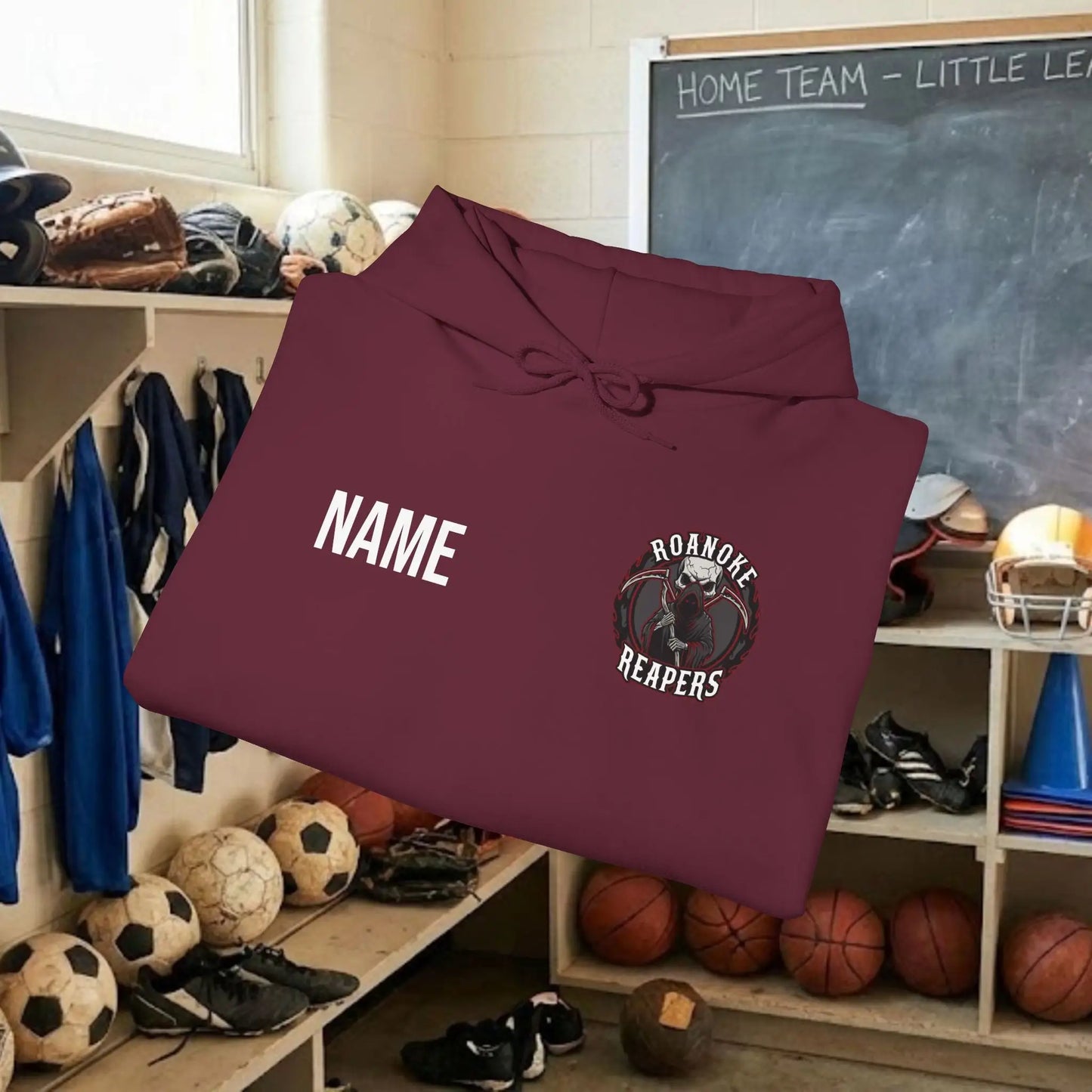 Custom Team Adult Pull Over Hoodie – Left Chest Team Logo & Name (Gildan Heavy Blend)