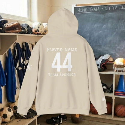 Custom Team Adult Pull Over Hoodie – Left Chest Team Logo & Name (Gildan Heavy Blend)