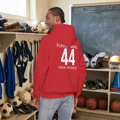 Custom Team Adult Pull Over Hoodie – Left Chest Team Logo & Name (Gildan Heavy Blend)