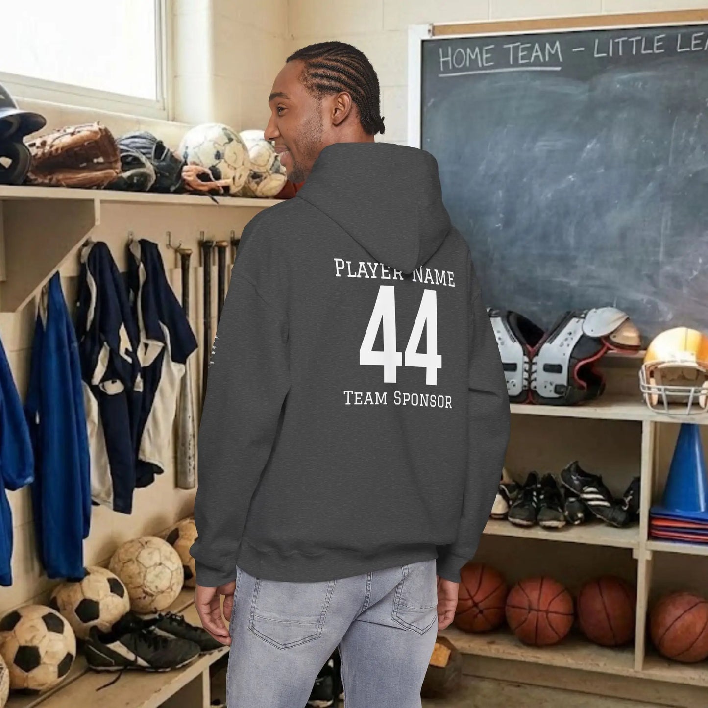 Custom Team Adult Pull Over Hoodie – Left Chest Team Logo & Name (Gildan Heavy Blend)