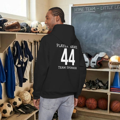 Custom Team Adult Pull Over Hoodie – Left Chest Team Logo & Name (Gildan Heavy Blend)