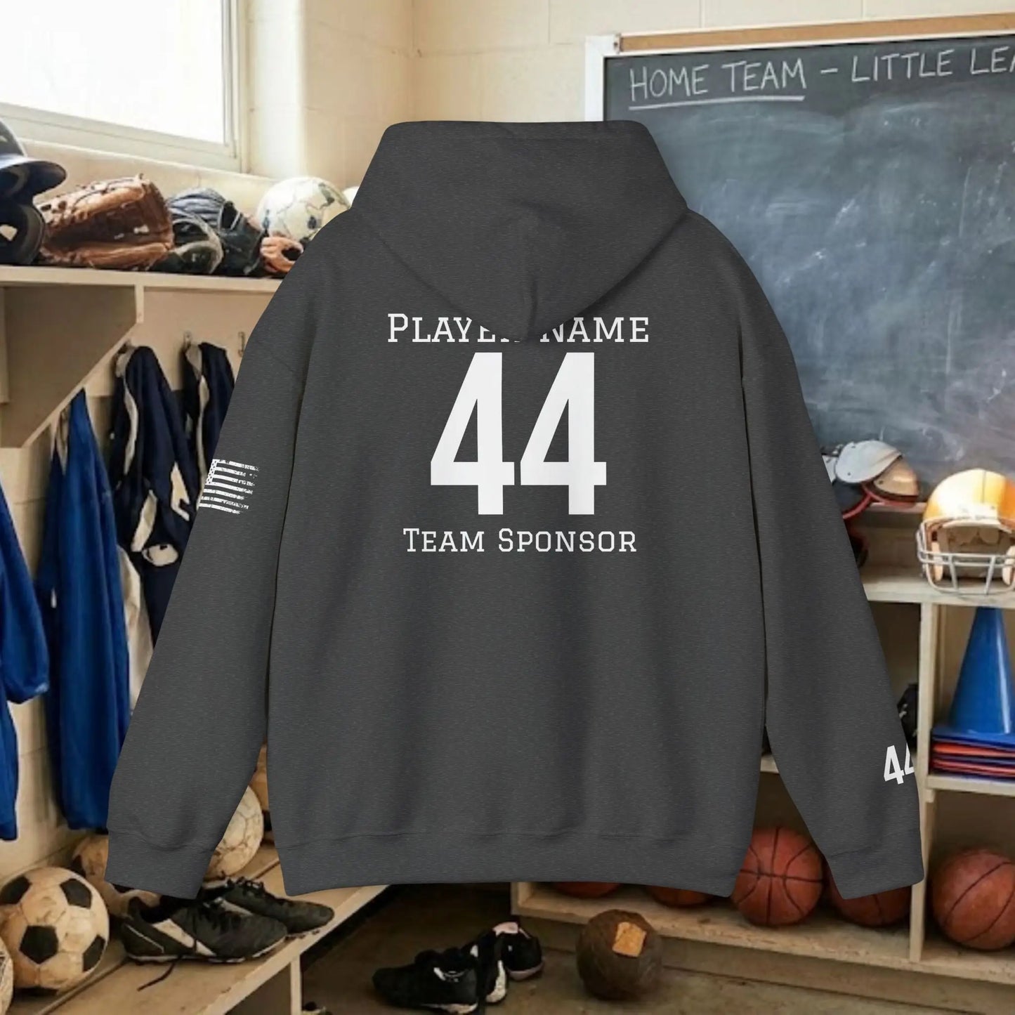 Custom Team Adult Pull Over Hoodie – Left Chest Team Logo & Name (Gildan Heavy Blend)