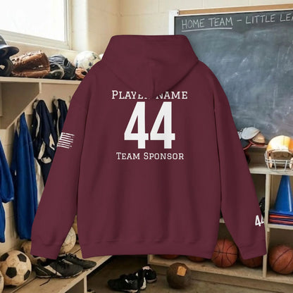 Custom Team Adult Pull Over Hoodie – Left Chest Team Logo & Name (Gildan Heavy Blend)