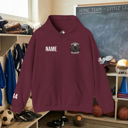 Custom Team Adult Pull Over Hoodie – Left Chest Team Logo & Name (Gildan Heavy Blend)
