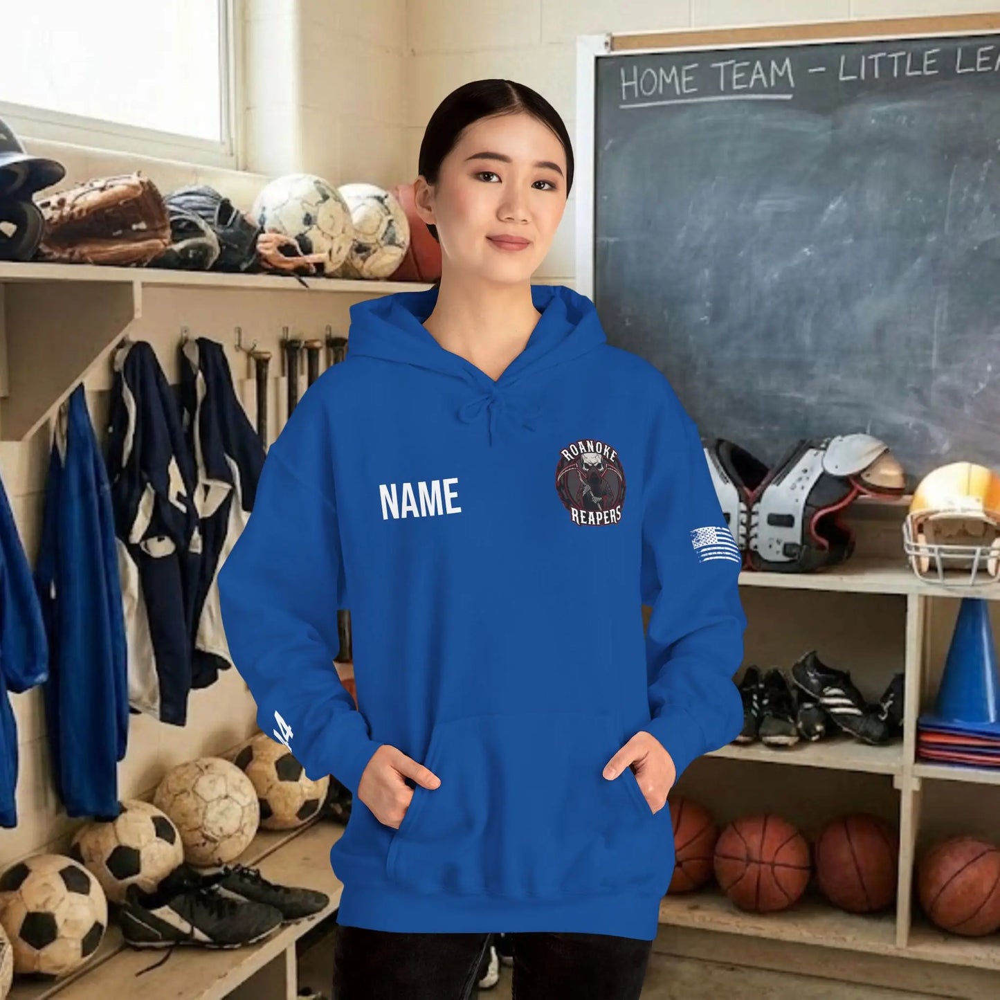 Custom Team Adult Pull Over Hoodie – Left Chest Team Logo & Name (Gildan Heavy Blend)