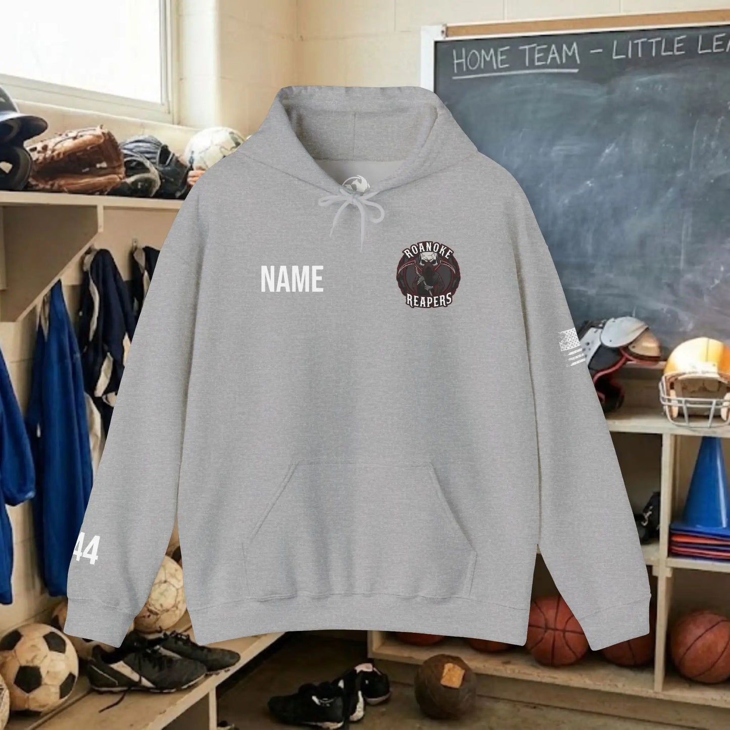 Custom Team Adult Pull Over Hoodie – Left Chest Team Logo & Name (Gildan Heavy Blend)
