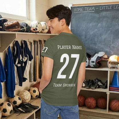 Custom Team Adult T-Shirt – Right Chest Team Logo & Name (DryBlend)