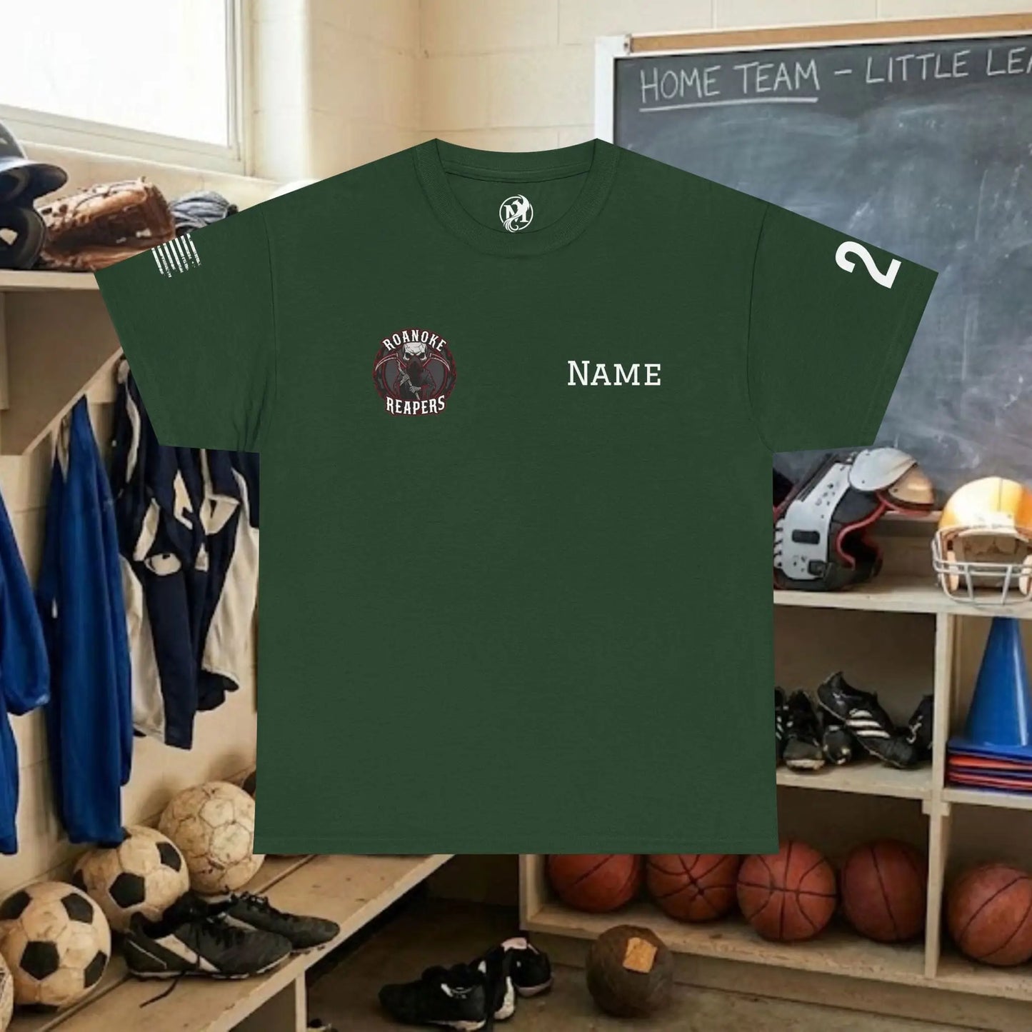 Custom Team Adult T-Shirt – Right Chest Team Logo & Name (DryBlend)