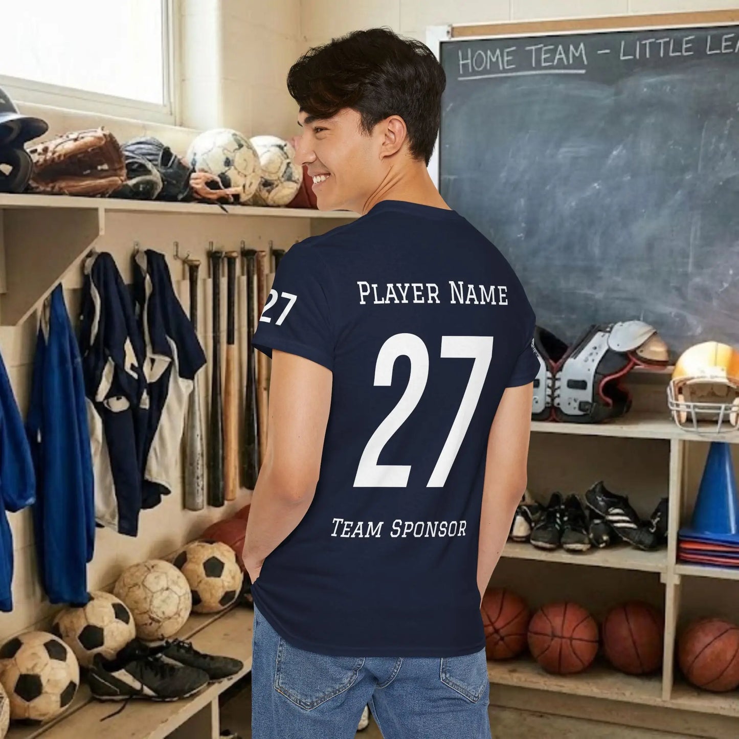 Custom Team Adult T-Shirt – Right Chest Team Logo & Name (DryBlend)