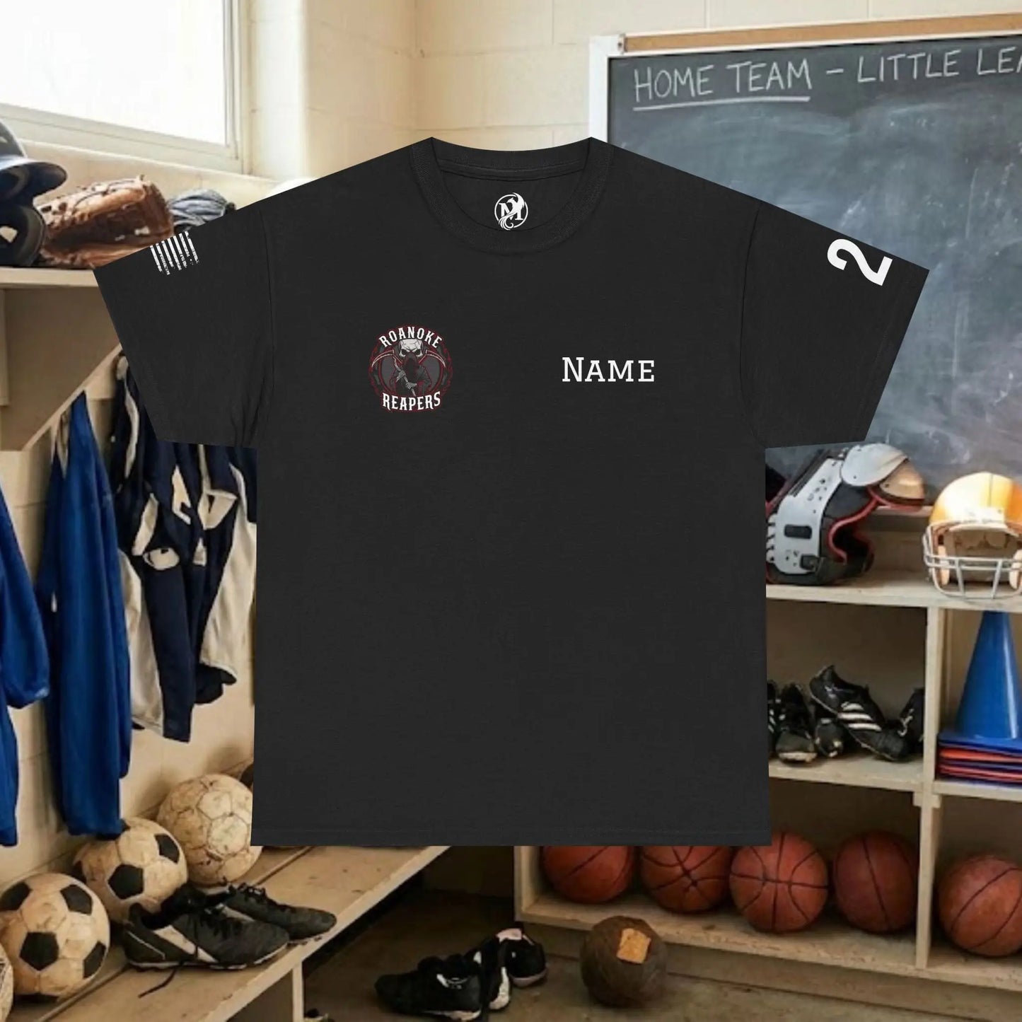 Custom Team Adult T-Shirt – Right Chest Team Logo & Name (DryBlend)